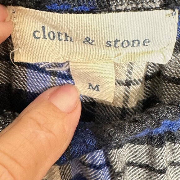 Cloth & Stone Blue Plaid Off The Shoulder Homestead Top Anthropologie Size Med‎ - Picture 8 of 10